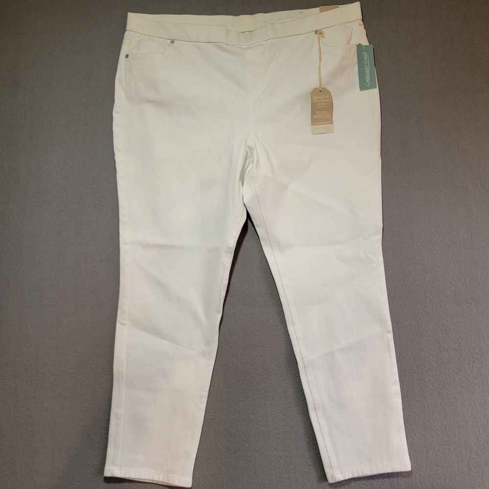 NWT Coldwater Creek WonderSoft Knit Denim Mid Rise Leggings White 22W Stretch